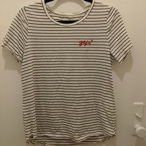 Embroidered striped tee